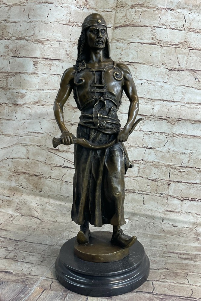 Bronze Signed Goudray L`Emir Nomadic Arab Middle Eastern Chief Sword Sculpture