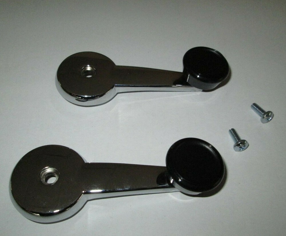 Pair New Chrome Window Cranks Crank Handle Handles + Screws Jaguar XKE E-Type
