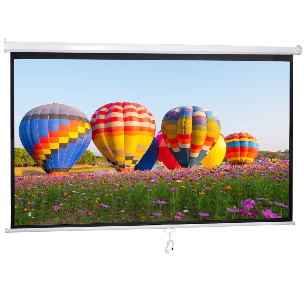 Projector Screen 100'' 16:9 HD Manual Pull Down Projection Screen for Home Use