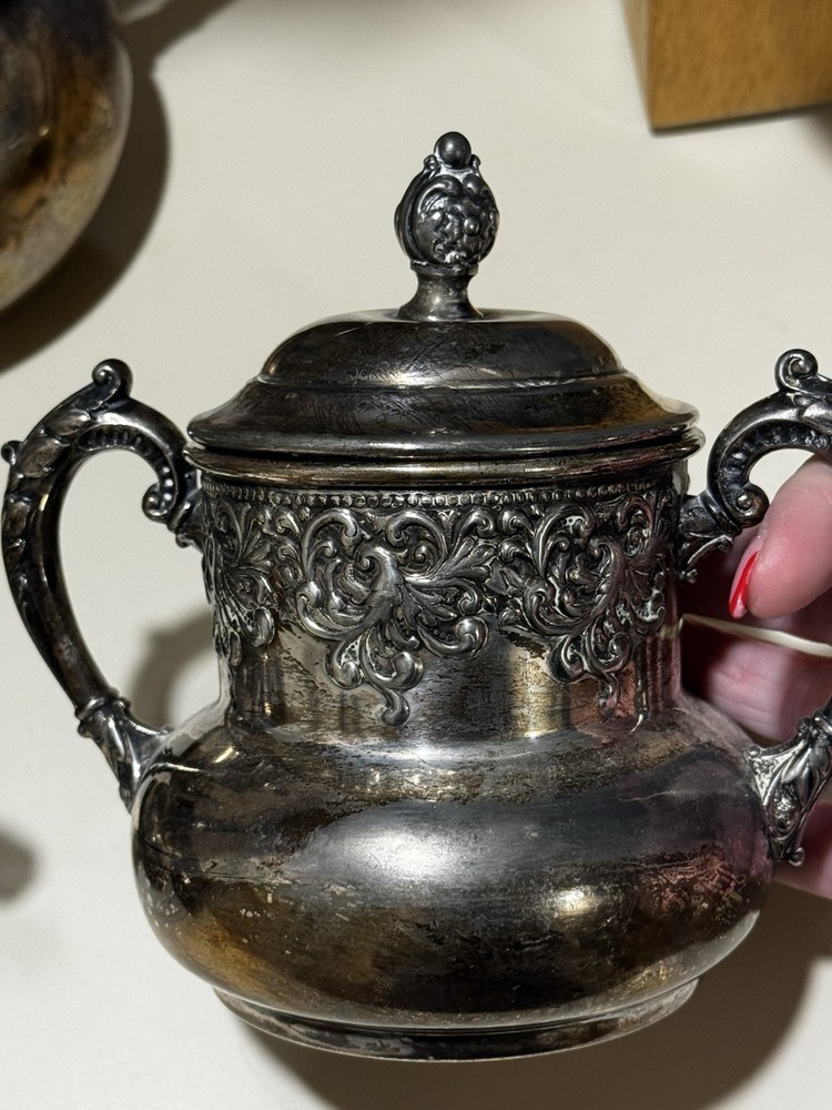 Forbes Silver Co. Victorian Silverplate Tea Set Pattern 166 Quadruple Plate