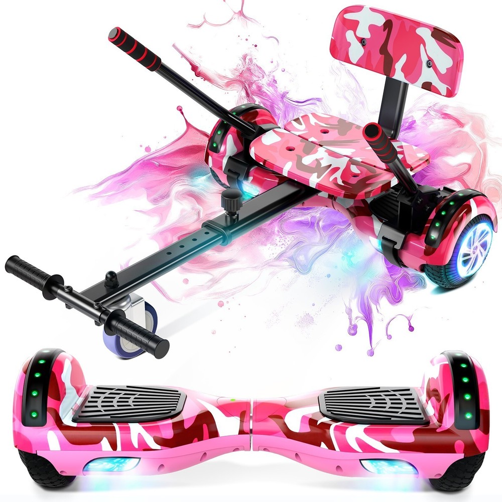 Electric Hoverboard & Go Kart Bluetooth Self-Balancing Light-Up Wheels eScooter