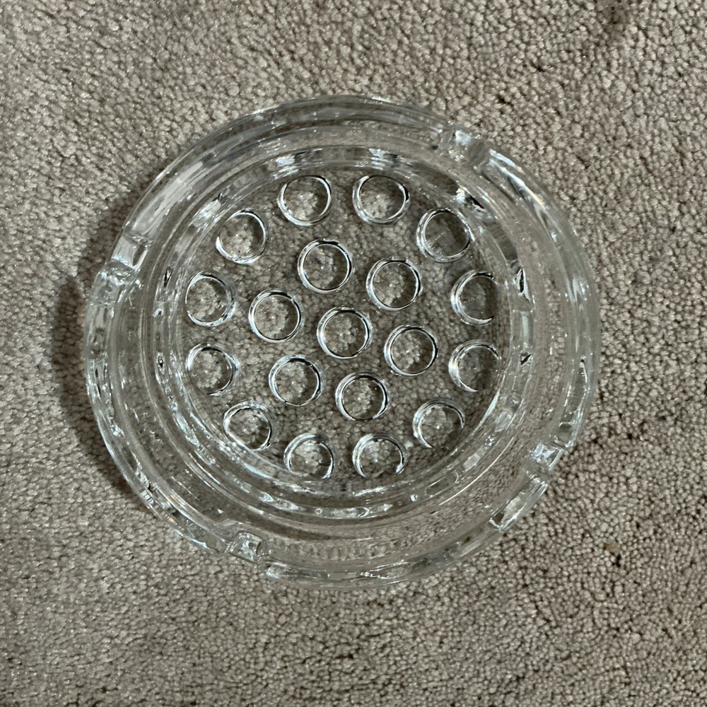 Vintage Clear Glass Ashtray Bubbled Bottom