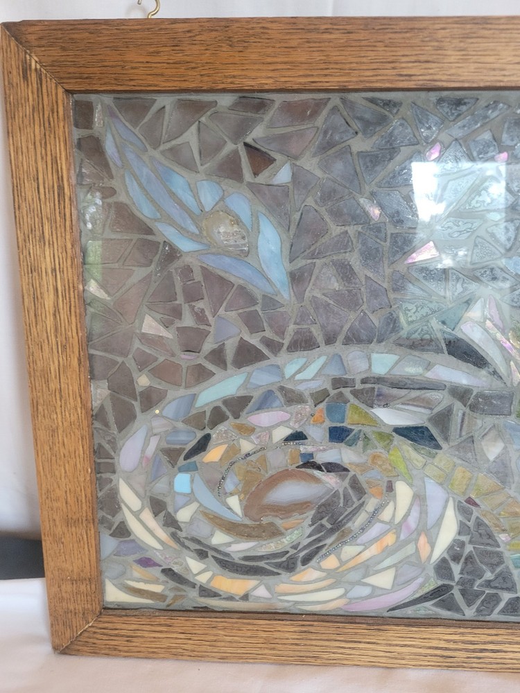 Stained glass abstrack art panel 17" x 17"
