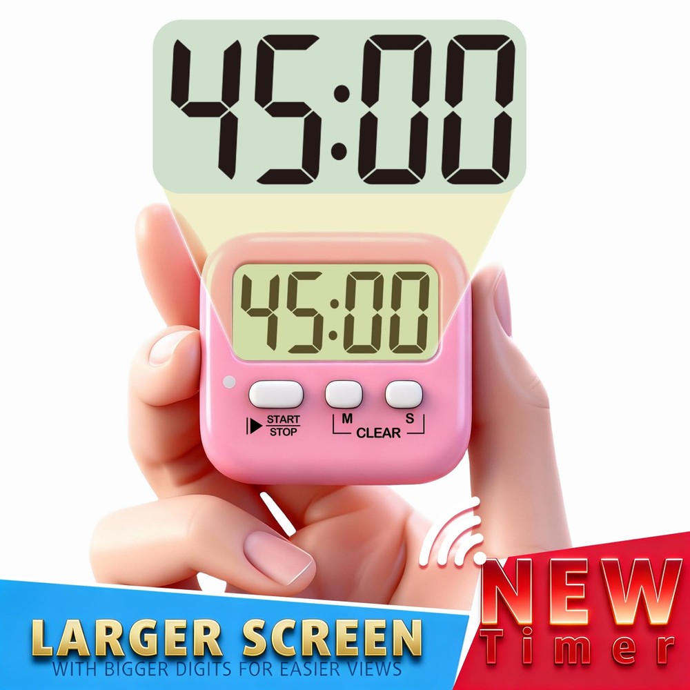 Antonki 2 Pack Digital Timer for Kids, Magnetic Countdown Kitchen Timers for ...