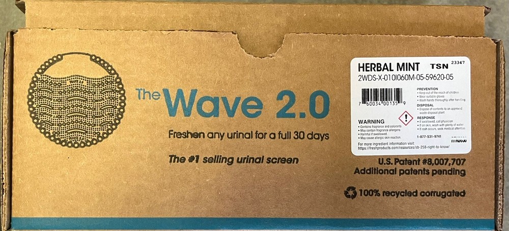 (10 Pack) Wave 2.0  Urinal Screen Deodorizer HERBAL MINT