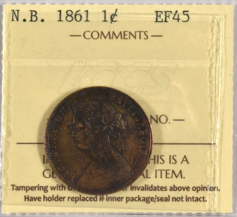 New Brunswick 1861 one cent ICCS EF45