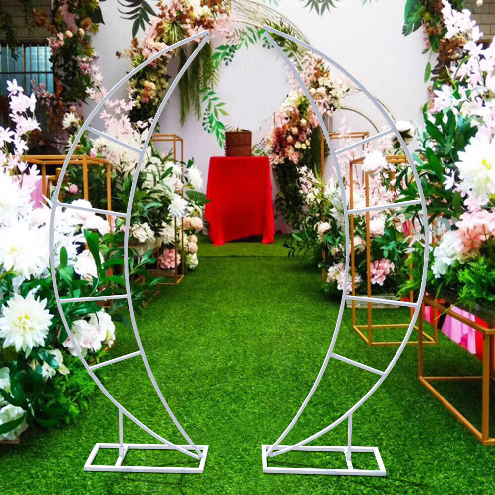 2 Piece Wedding Arch Crescent Moon Floral Stand Party Framework Stand Backdrop