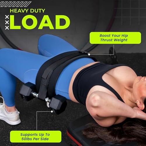 Adjustable Hip Thrust Belt for Dumbbells, Kettlebells & Plates | Slip