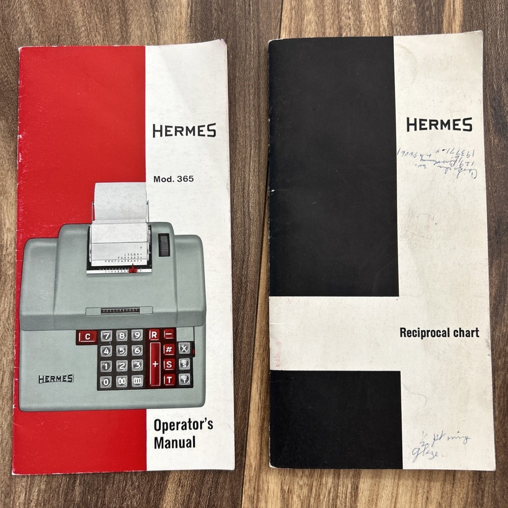 Original Hermes Model No. 365 Calculator Instruction Manual Vtg Adding Machine