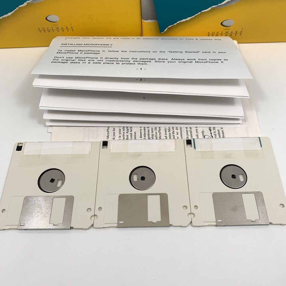 Vintage Macintosh Microphone II Version 4 Software Kit / Three 3.5" Disk