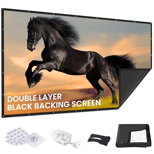 84 inch Projector Screen Upgraded- Black Backing, Straight Edges, Foldable,