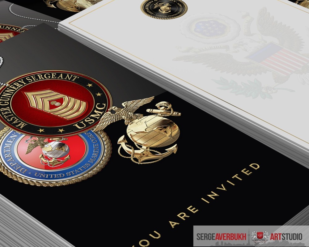 Customizable US Marine Master Gunnery Sergeant Invite Template DIGITAL DOWNLOAD