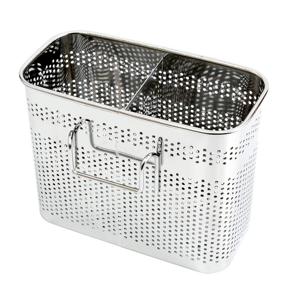 Kitchen Utensils Chopsticks Holder Drying Rack Basket with Hooks 2 Divided Compa
