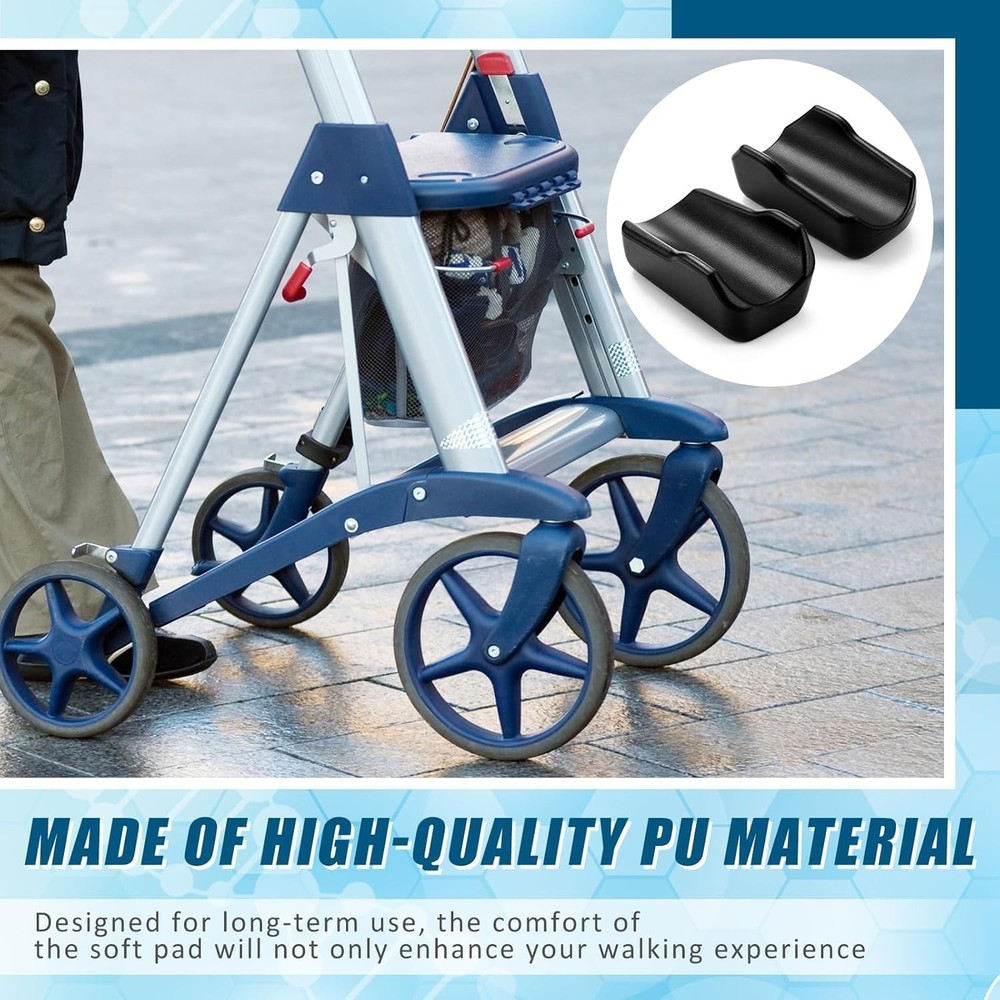 2 Pcs Rollator Armrest Pad Upright Walker Forearm Pads Black Walker Handle Co...