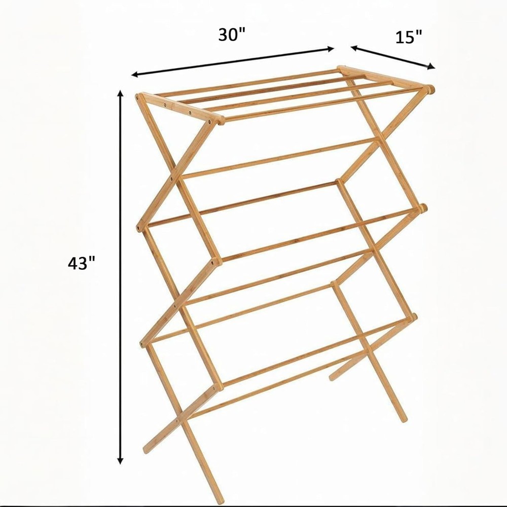 Bamboo Drying Rack - Foldable Drying Rack for Indoor/Outdoor Use