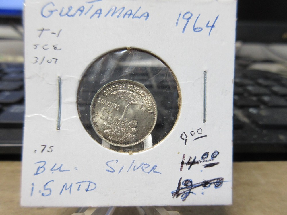 1964 Guatemala 5 Centavos Silver KM # 261