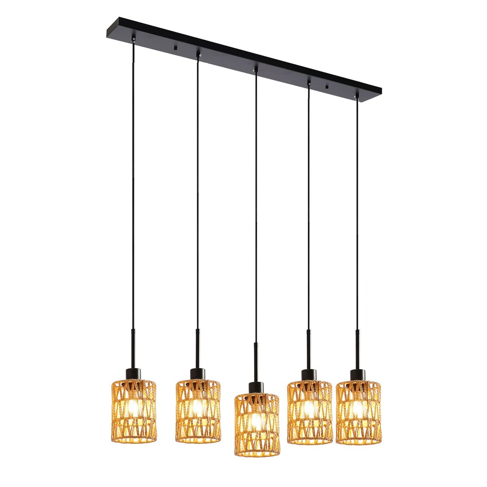Pendant Light, 5-Light Pendant Lamp, Height Adjustable Hanging Ceiling Light