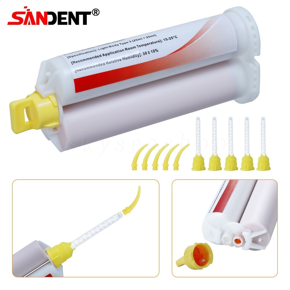 Dental Light Body VPS Impression Material Normal Set PVS 5 Tips/Set 50mm
