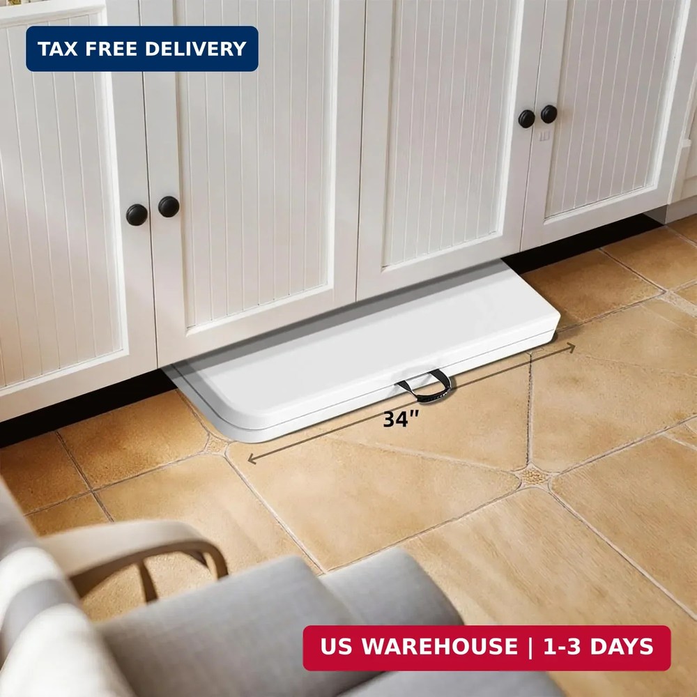 34" Square Folding Table Fold-in-Half Utility Dining Portable Table Heavy Duty H