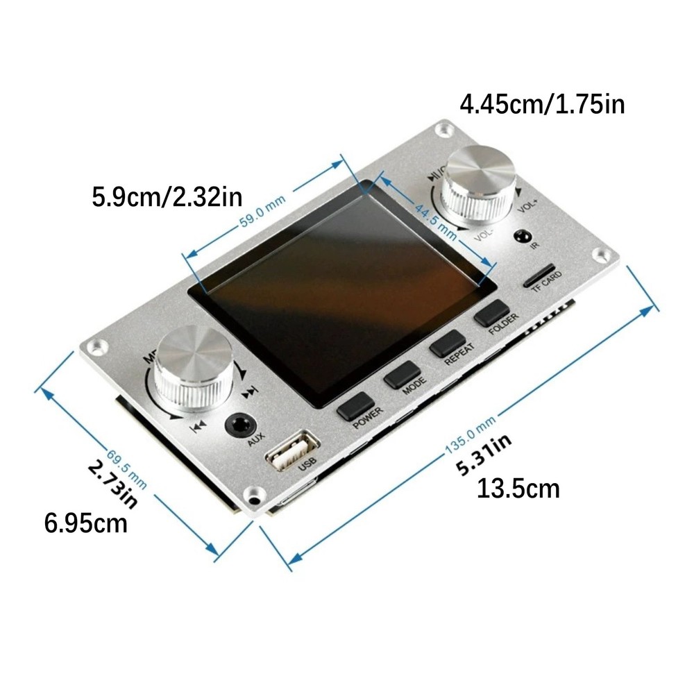 1set 2.8in IPS Decoder Board Bluetooth MP3 TF USB Module I2S Audio Player