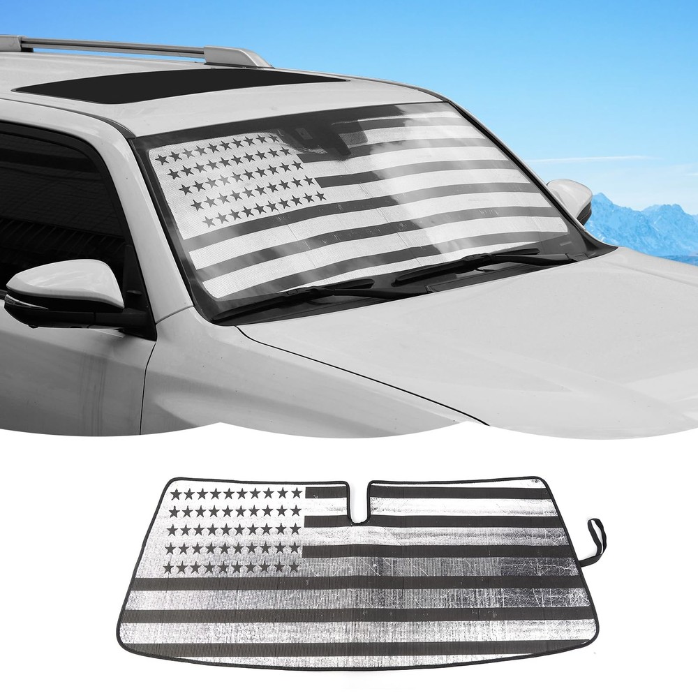 Windshield Sunshade Sun Shade Heat Shield Window Visor Mat US Flag