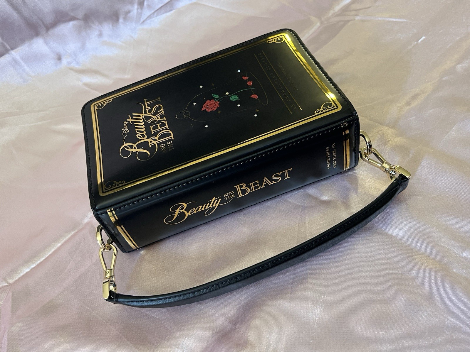 Kate Spade Disney Beauty and the Beast Black Book Clutch Handbag Medium