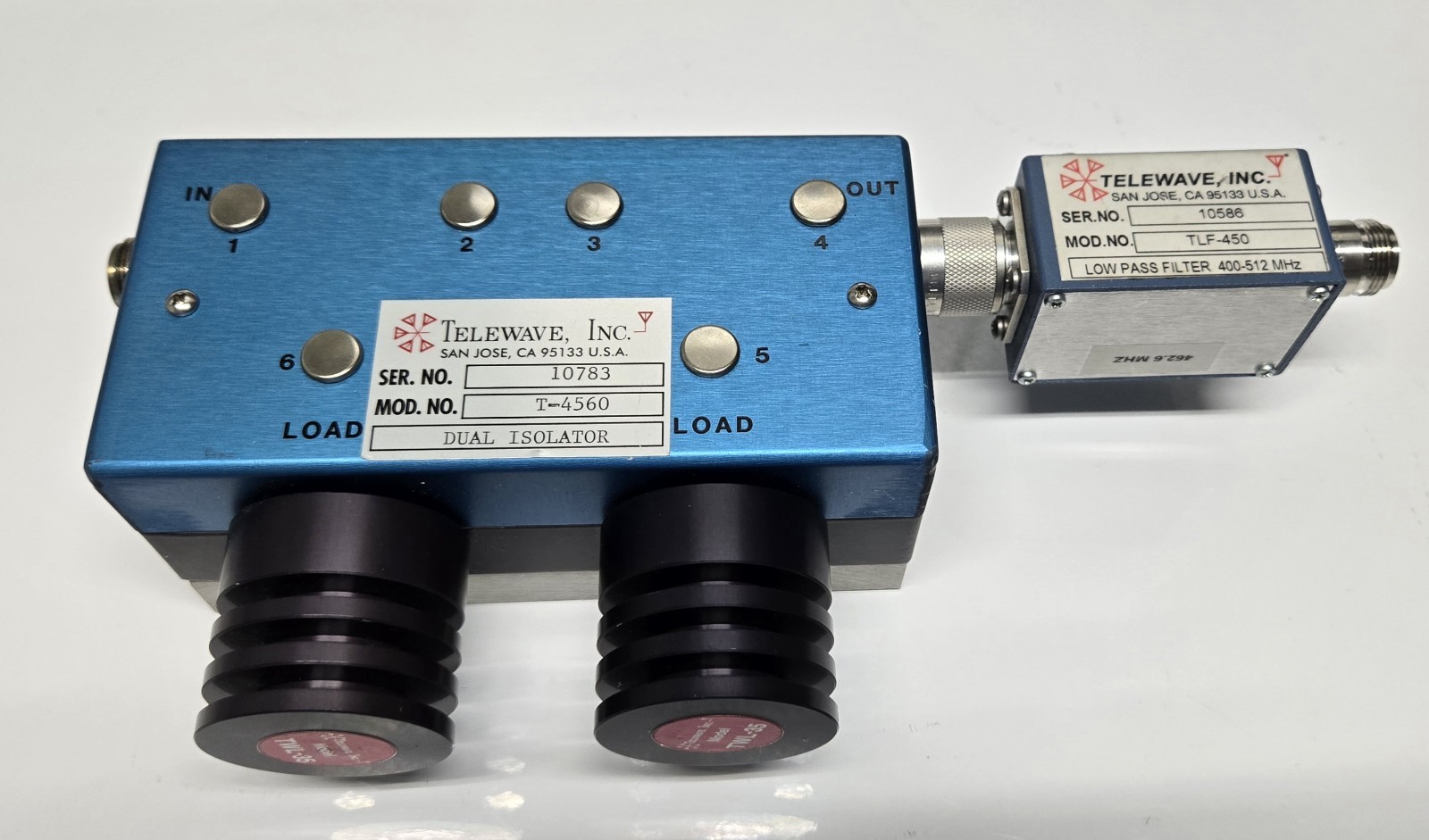 TELEWAVE  T4560 UHF 100 Watt Dual Circulator Isolator GMRS 406-512 Mhz Loads LPF