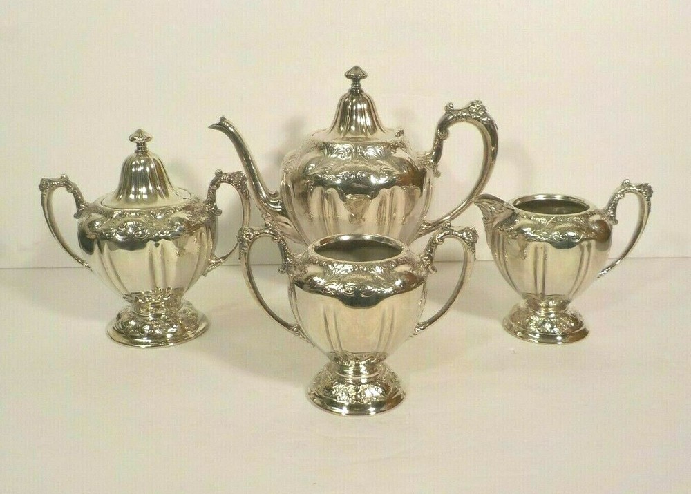 19th C. 4-Pc. Forbes Silver Plate Embossed Tea/Coffee Service
