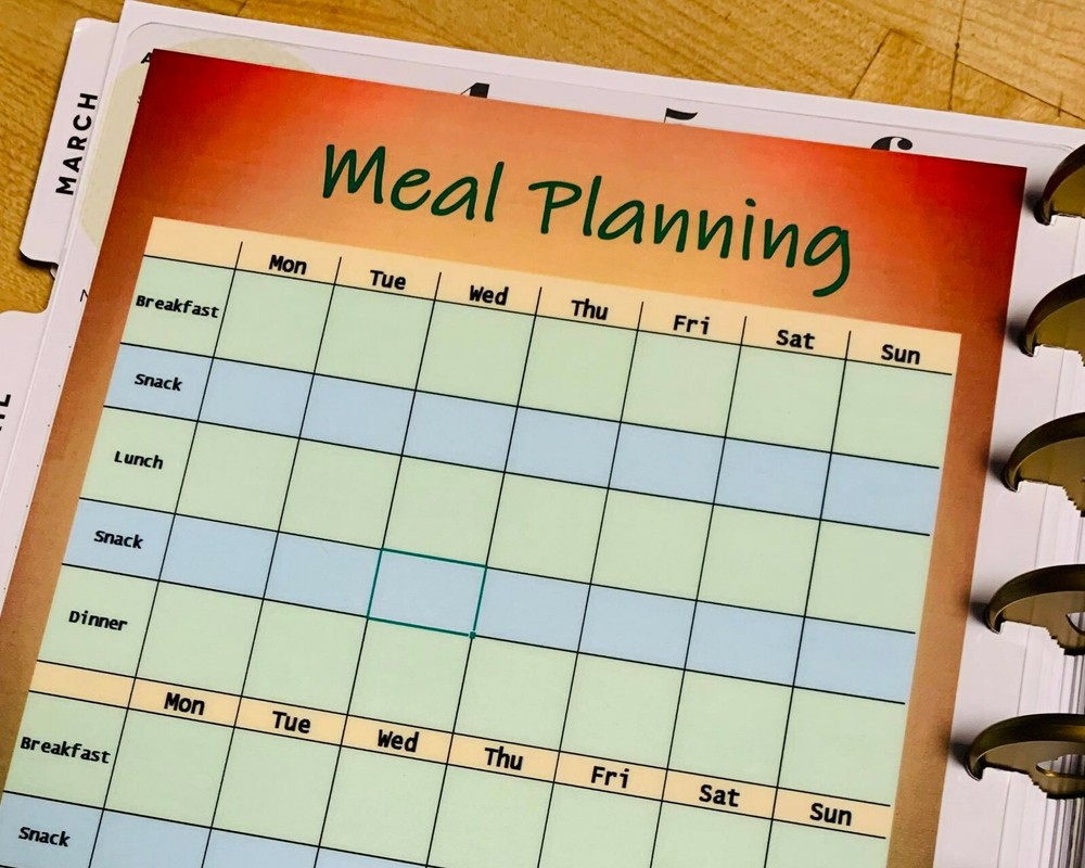 Four Week Meal Plan Two Sided Dashboard Insert for use with HAPPY Planner