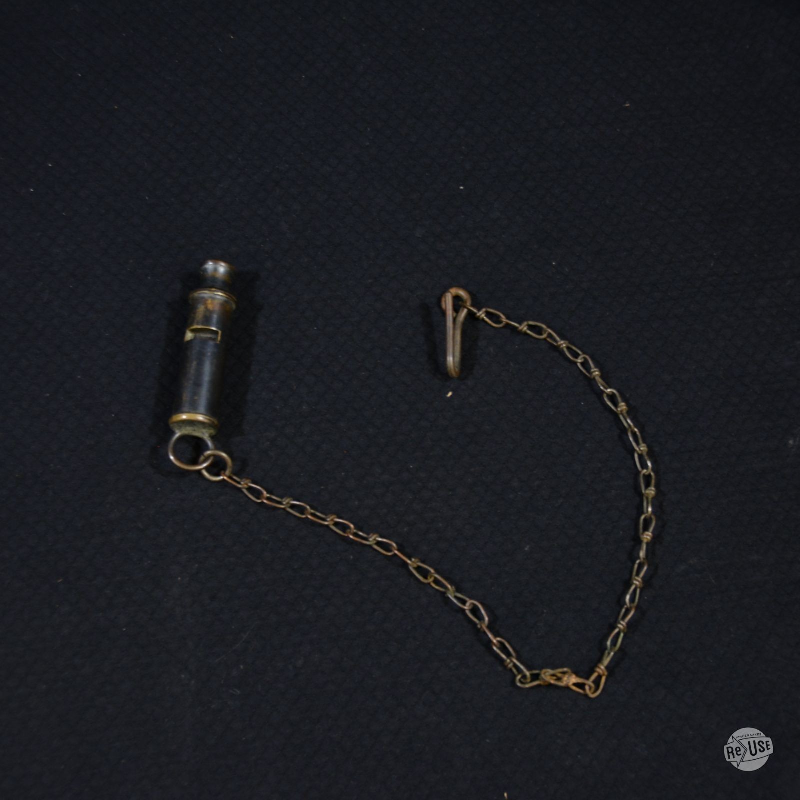 WW1 US Army Brass Trench Whistle with Chain & Hook - Vintage Military G.I. Style