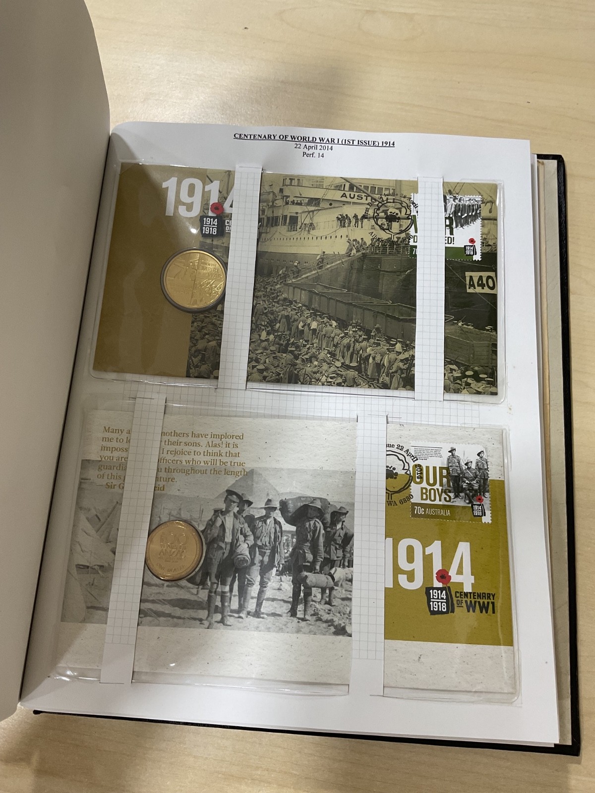 Australian stamps, coin covers + presentation pack. 2014. Album. G/127