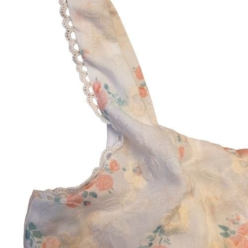 Altar'd State Corset Crop Top Floral Print White Pink Girlhood Core Lace Trim XS