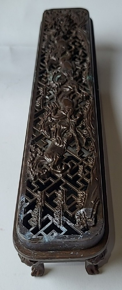 Antique Rectangular Bronze Horse Incense Burner 长方形群奔马青铜熏香炉 j8