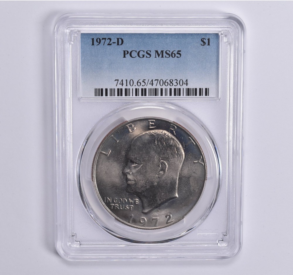 MS65 1972-D Eisenhower Dollar Ike PCGS Blue Lbl