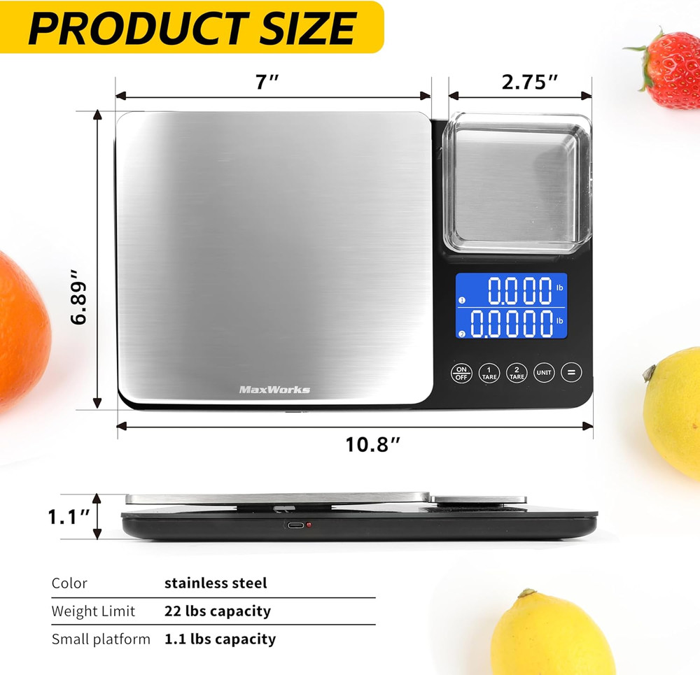Precision Dual Platform Kitchen Scale Measure Bulk and Fine Ingredients Simultan