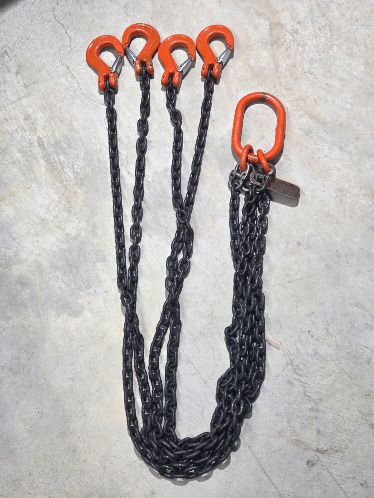 John Sakash 6’ reach 9/32” Grade 80 QOS 4 Legged Lifting Sling CM USA made Chain
