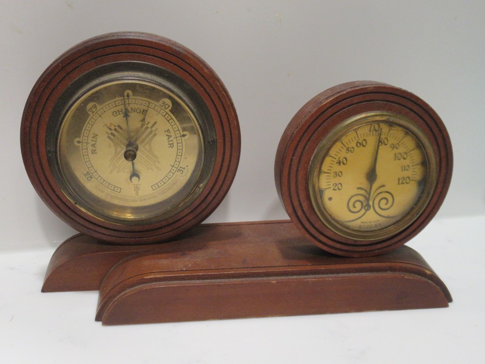 Vintage Bauer Thermometer Co. Temperature Barometer