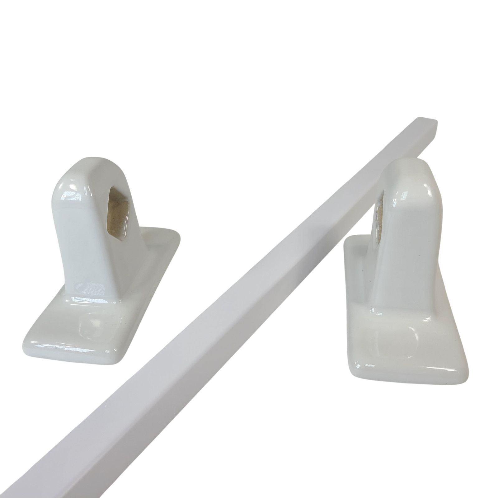 Vintage White Ceramic Tile Towel Rod Rack Post Holder Brackets 24 in Acrylic Bar