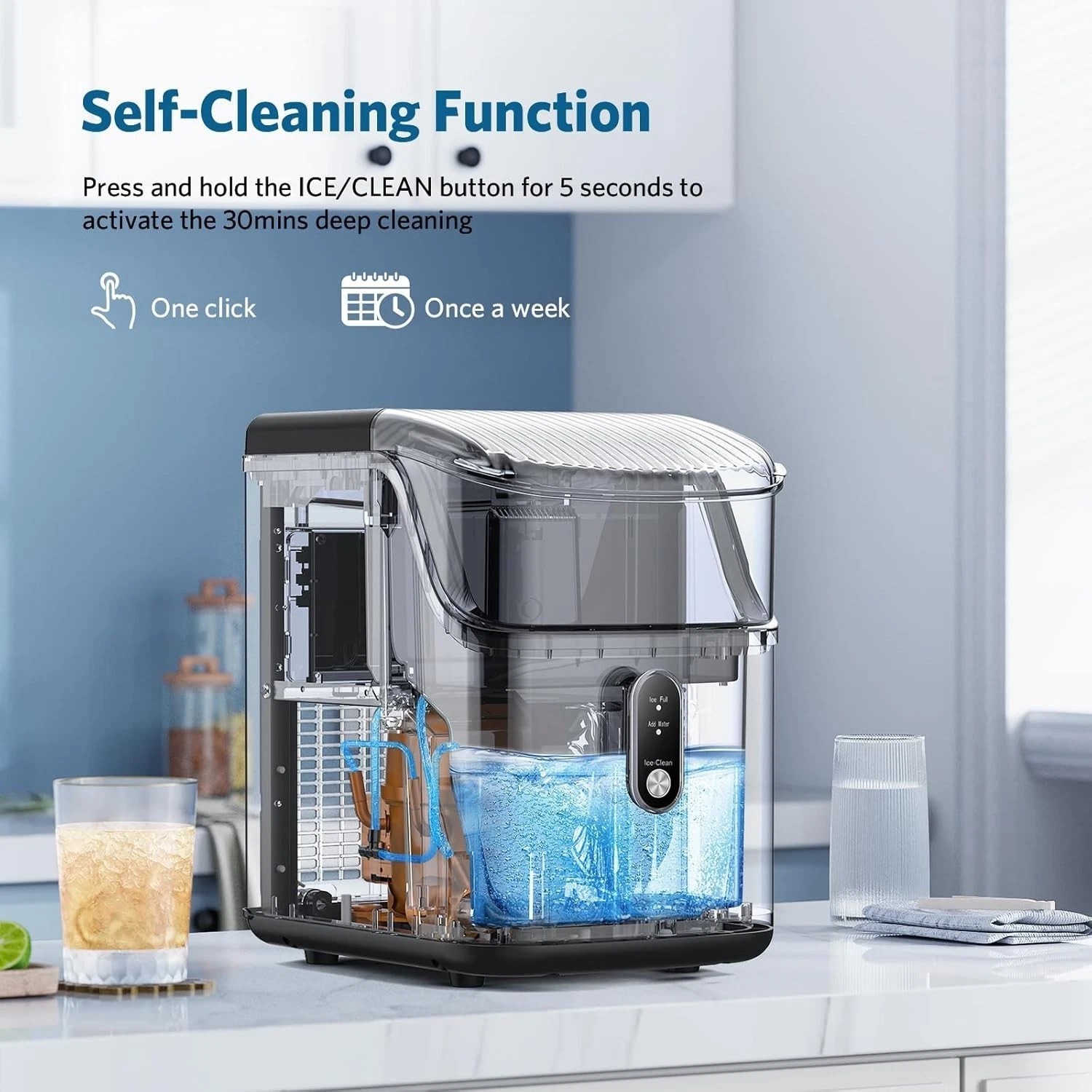 Nugget Ice Makers Countertop Soft Chewable Pellet Ice Machine