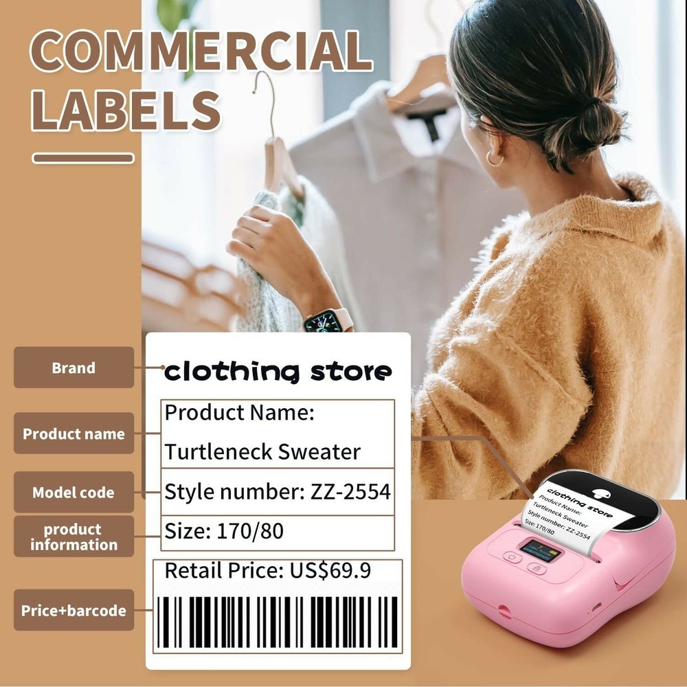 Phomemo M110 Label Maker Portable Bluetooth Thermal Sticker Label Maker Printer