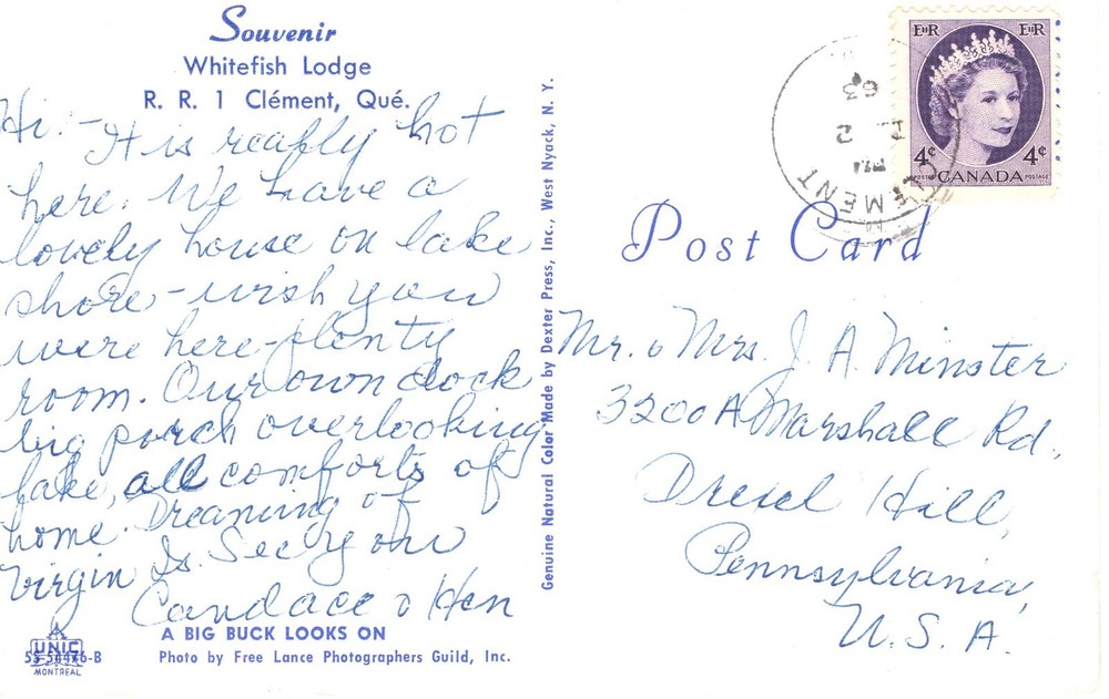 WHITEFISH LODGE, CLEMENT, QUE. - PC6462