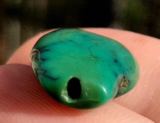 RARE ANTIQUE VERY OLD TIBETAN TURQUOISE BEAD - BEAUTIFUL WORN PATINA!