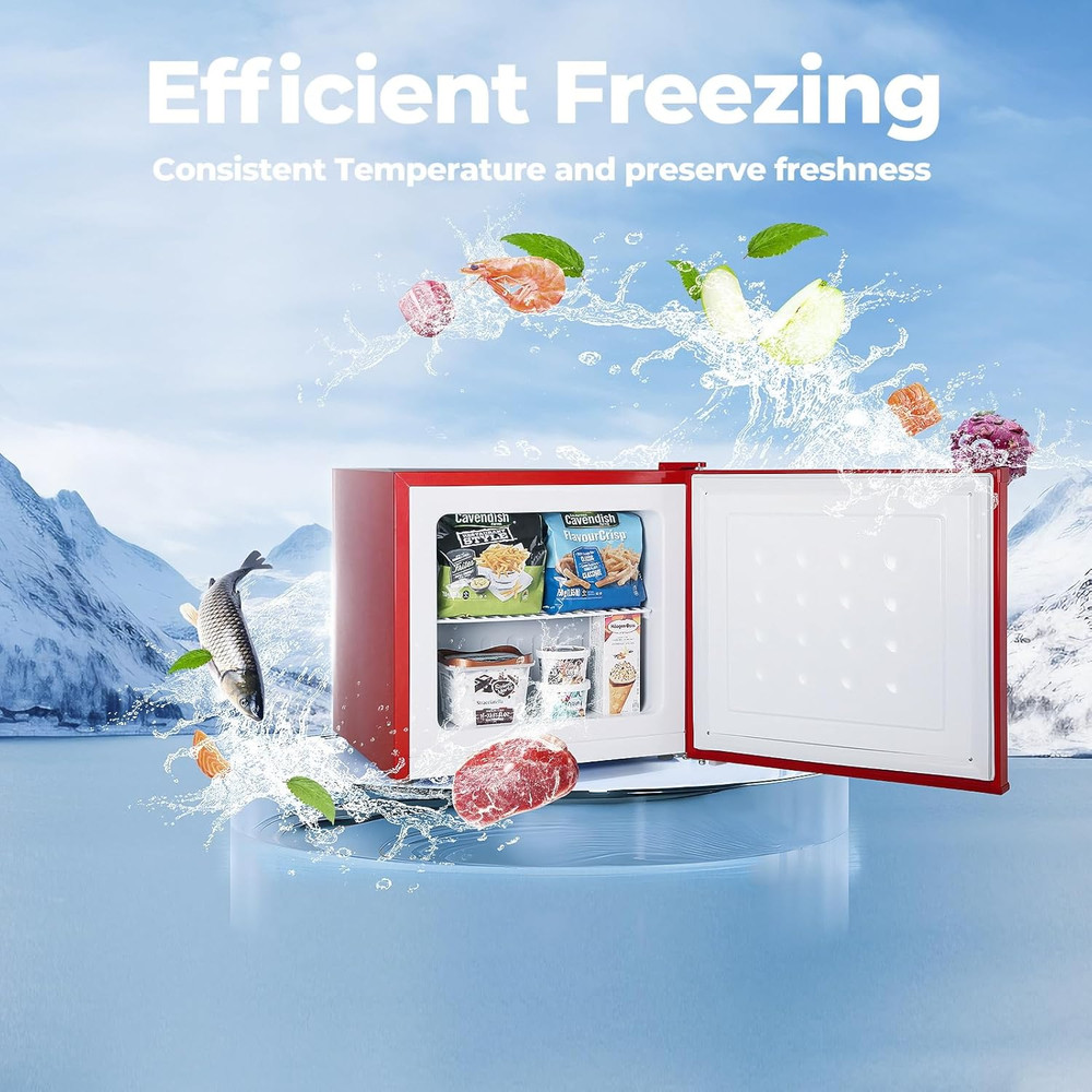 1.2 Cu.Ft Mini Freezer, Small Upright Freezer with Removable Shelf & 7 Adjustabl