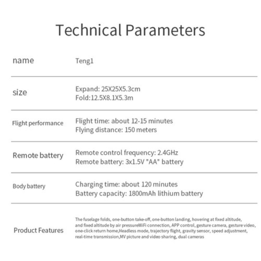 Black 4-Sided Sensor Drone – Obstacle Avoidance with 2 Rechargeable Batteries