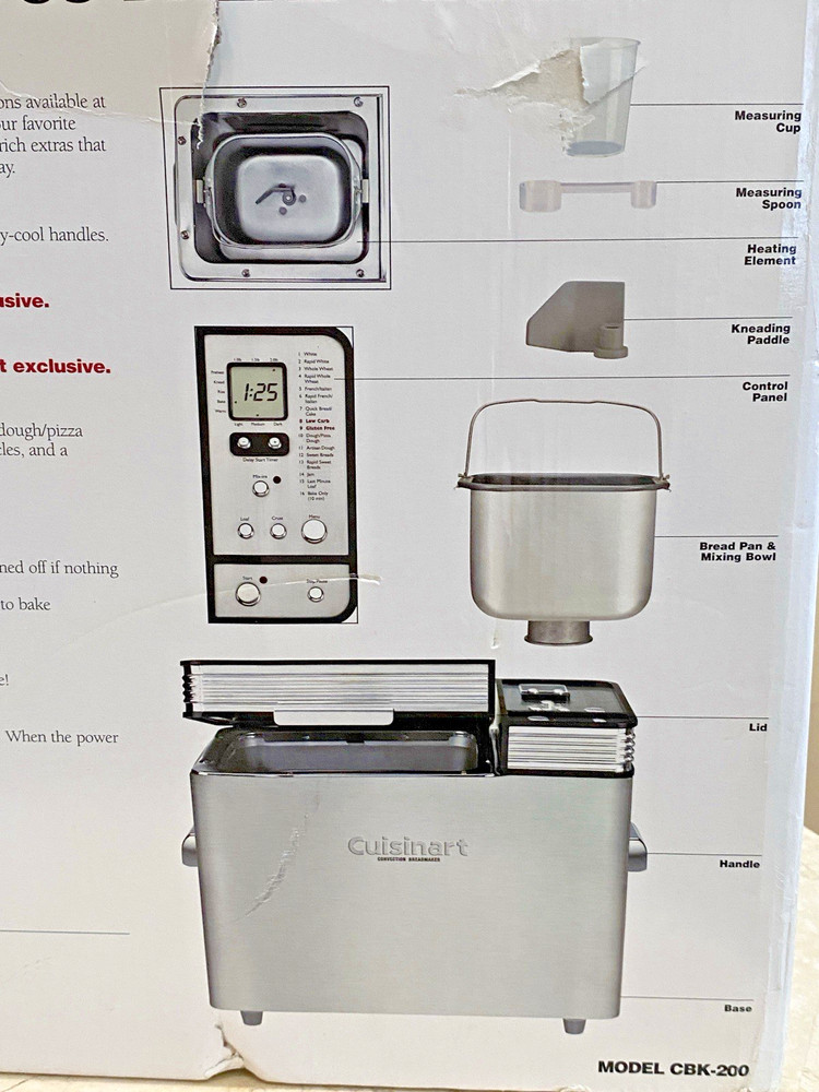 CUISINART CBK-200 Convection Bread Maker 2-Pound Programmable Stainless Steel
