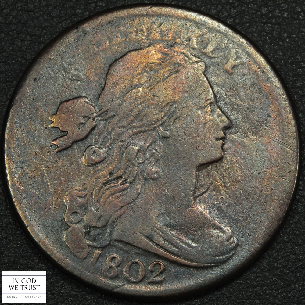 1802 Draped Bust Copper Large Cent 1C - Cleaned