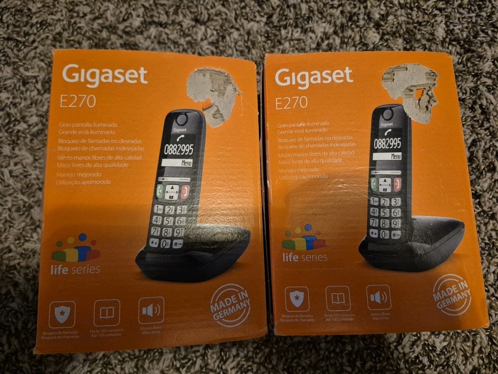 2x Gigaset E270 Dect Phone Caller ID Black
