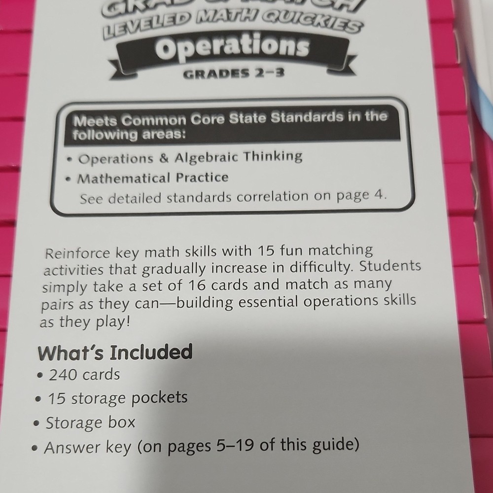 Lakeshore Grab & Match Math Quickies Operations Grades 2-3 240 Cards PP635