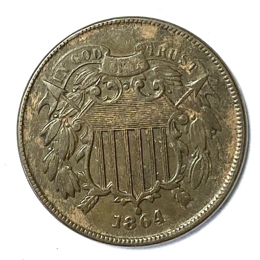1864 2c Shield Two Cent Piece US Coin