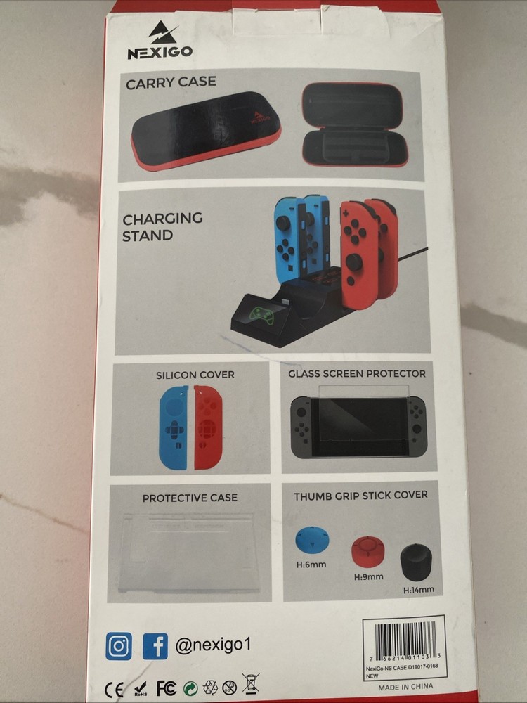 Nintendo Switch Accessories Bundle Kit Case Charger Stand Screen Protector Black